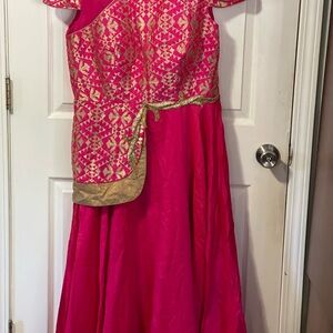Xl size hot pink silk dress